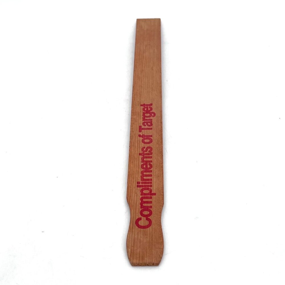 Vintage Compliments of Target Branded Wooden Paint Stir Stick Red Lettering 14" - Picture 7 of 9